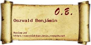 Oszvald Benjámin névjegykártya